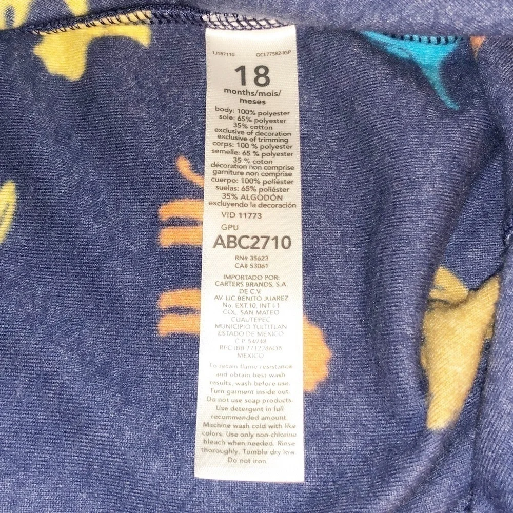 Carter’s Footed Fleece Pajamas Size 18 Months